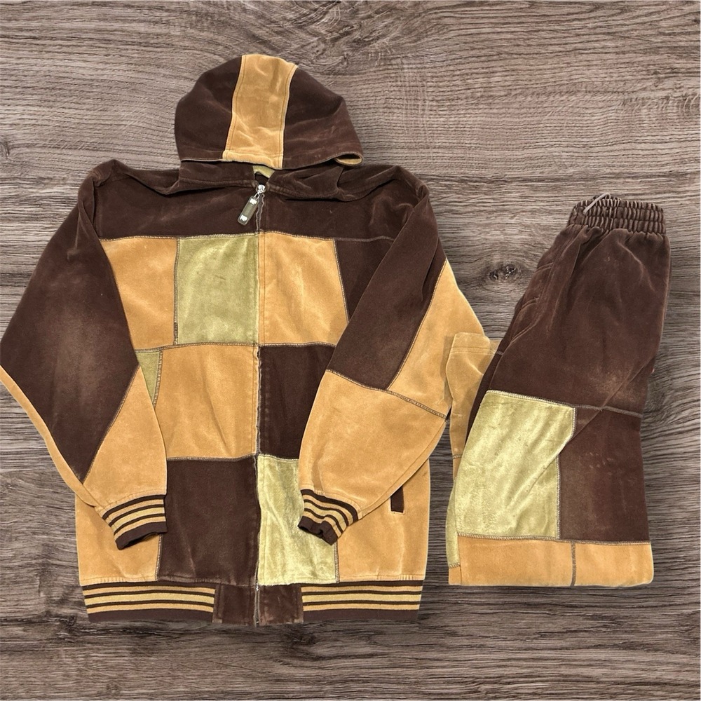 Budabean Tracksuit Men's L Patchwork Hoodie Pants Set Vintage Streetwear Y2K